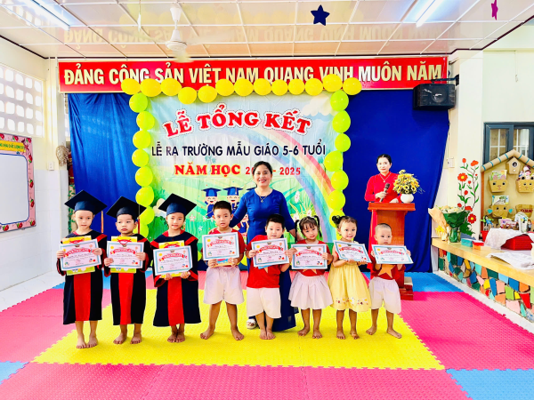 TRƯỜNG MẦM NON XƯƠNG HUÂN TỔ CHỨC LỄ TỔNG KẾT NĂM HỌC VÀ LỄ RA TRƯỜNG CHO CÁC CHÁU LỚP MẪU GIÁO 5 – 6 TUỔI NĂM HỌC 2024 - 2025