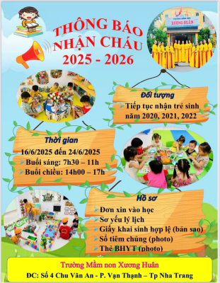 THÔNG BÁO NHẬN CHÁU NĂM HỌC 2025 - 2026